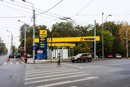 Petrom gas station in downtown area of Bucharest, Romania, 2019のeditorial素材