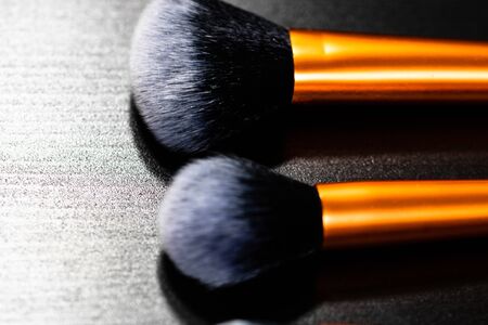 Make-up concept. Make-up brushes.  Powder brush and blush brush.の写真素材