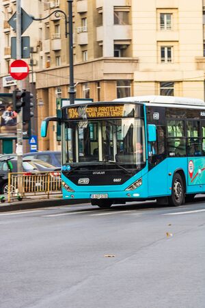 Bucharest public transportation STB bus in Bucharest, Romania, 2019のeditorial素材