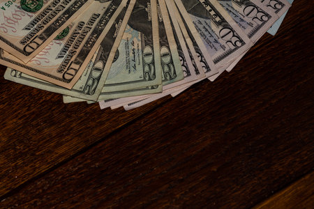 Close up photo of money, banknotes. Finance and currency composition. Concept of rich people, saving...