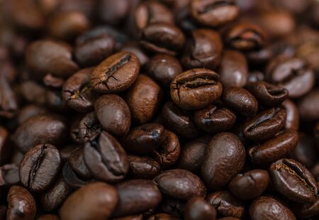 Roasted coffee beans detail, close up view, coffee concept, coffee detailの写真素材