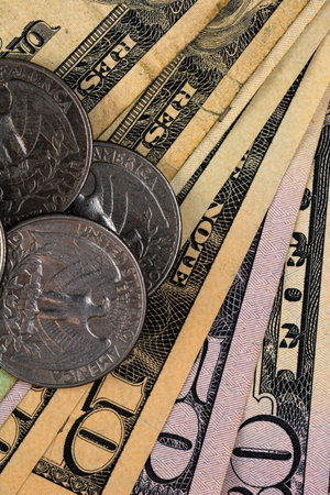 Detail of dollars money on table. Macro shot, close up photo of money. Business concept.