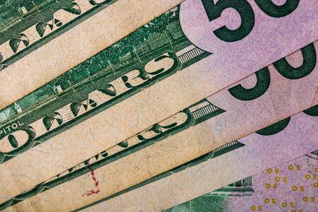 Close up macro detail of dollar money banknotes, detail photo of US Dollars, money conceptの写真素材