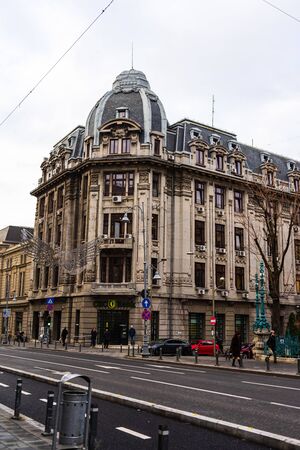 CEC Palace (Palatul CEC), landmark of Old Town Bucharest, historical building in Bucharest, Romania, 2020のeditorial素材