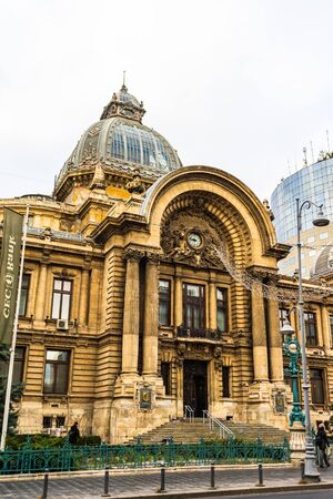 CEC Palace (Palatul CEC), landmark of Old Town Bucharest, historical building in Bucharest, Romania, 2020のeditorial素材