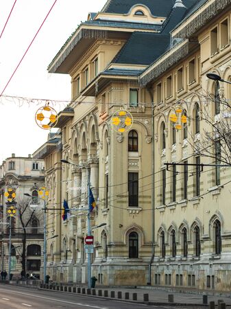 Bucharest City Hall building (Primaria Municipiului Bucuresti) landmark of Bucharest, Romania, 2020のeditorial素材