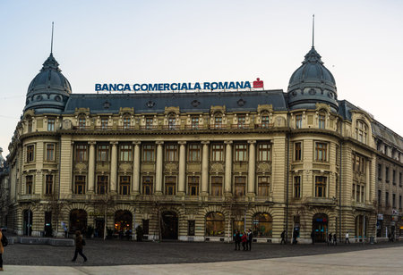 The Oscar Maugsch Palace, Romanian Commercial Bank headquarters, a historical monument in downtown...