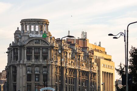 Old buildings architecture in downtown Bucharest, Romania, 2020のeditorial素材