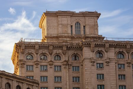 Detail view of the Palace of Parliament (Palatul Parlamentului) in Bucharest, capital of Romania, 2020のeditorial素材