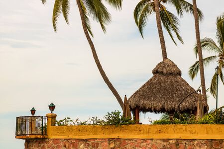 Hotel balcony above the beach in Puerto Vallarta, Mexicoの写真素材