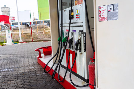 Gas station of the oil company Lukoil in Bucharest, Romania, 2020