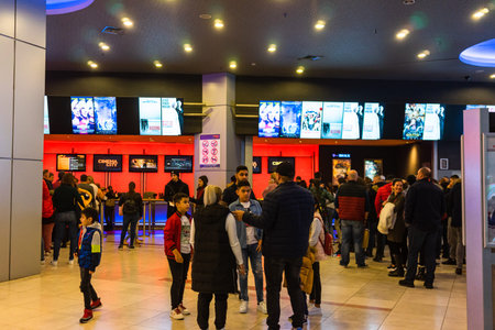 Shoppers visit the mall during winter at discount and sale season. Cinema City in AFI Cotroceni...