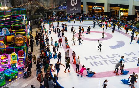 Shoppers visit the mall during winter at discount and sale season. AFI Cotroceni Shopping Mall in Bucharest, Romania, 2020のeditorial素材