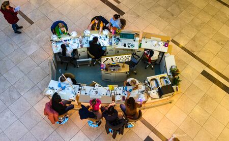 Shoppers visit the mall during winter at discount and sale season. AFI Cotroceni Shopping Mall in Bucharest, Romania, 2020のeditorial素材