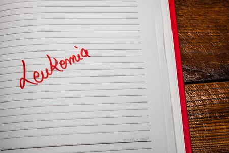 Leukemia, handwriting text on page of office agenda. Copy space.の写真素材