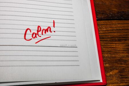 Calm, handwriting text on page of office agenda. Copy space.の写真素材