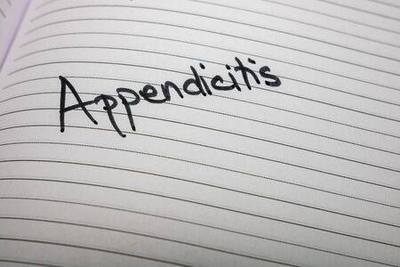 Appendicitis, handwriting text on page of office agenda. Copy space.の写真素材