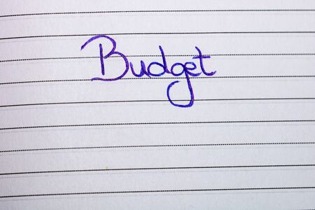 Budget, handwriting text on page of office agenda. Copy space.の写真素材