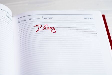 Blog, handwriting text on page of office agenda. Copy space.の写真素材