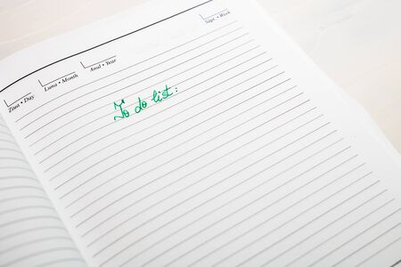 To do list, handwriting text on page of office agenda. Copy space.の写真素材