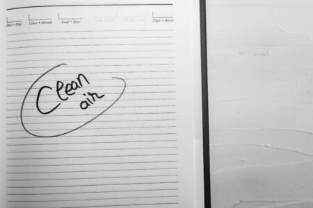 Clean air, handwriting text on page of office agenda. Copy space.の写真素材
