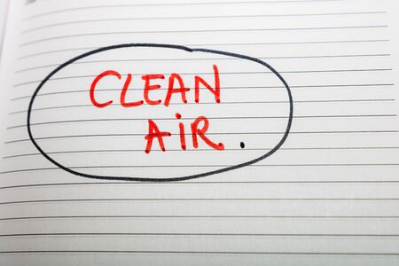 Clean air, handwriting text on page of office agenda. Copy space.の写真素材
