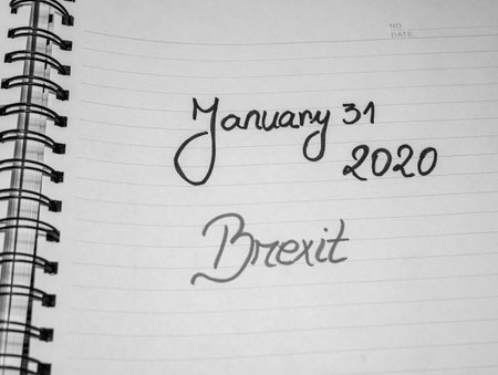 Deadline, Brexit, 31 january 2020 handwriting  text on paper, political message. Political text on...