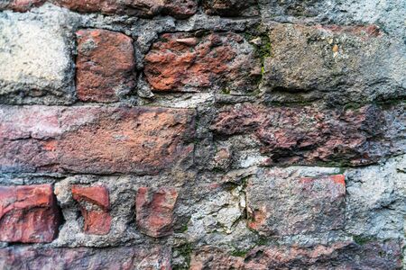 Brick wall background. Outdoor texture with  red bricksの写真素材