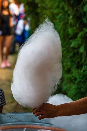 Tasty cotton candy for sale in a park, close up photo.の写真素材