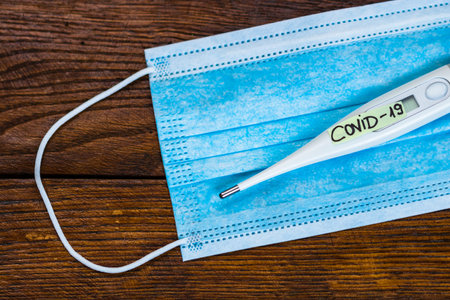 Covid-19 flu disease virus spreading in Europe, virus protection methods concept (thermometer,...