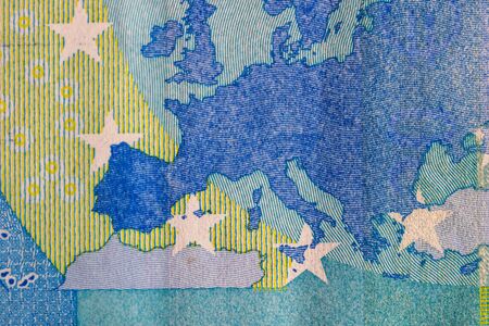 Close up macro detail of EURO money banknotes, detail photo of EURO. World money concept, inflation and economy conceptの写真素材