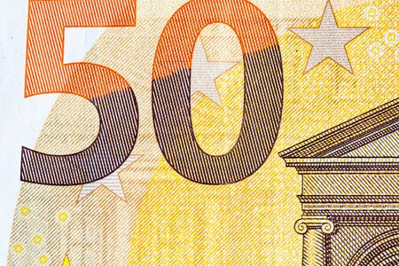 Close up macro detail of EURO money banknotes, detail photo of EURO. World money concept, inflation and economy conceptの写真素材
