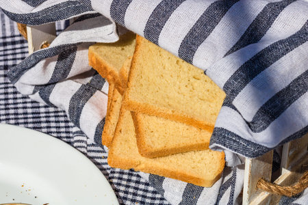 Slices of toast bread in a rustic composition.