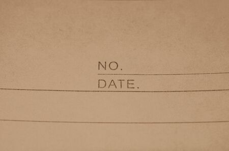 Close up of document with empty space for writing no (number) and date.  Writing number and date on paper document contract or report.の写真素材