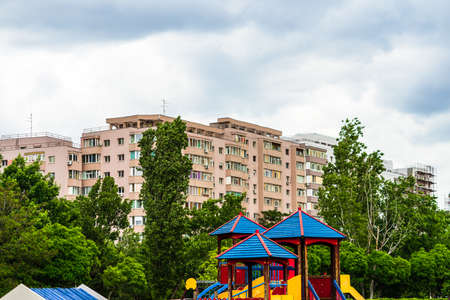 Block of flats. Apartament buildings in Bucharest, Romania, 2020.のeditorial素材