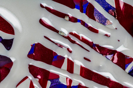 Abstract colorful backdrop with oil drops and waves on water surface. Abstract background concept