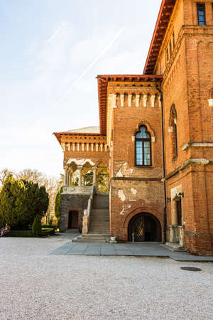 View of Mogosoaia Palace, quiet place for relax with park and green gardens. Bcuharest, Romania, 2020.のeditorial素材