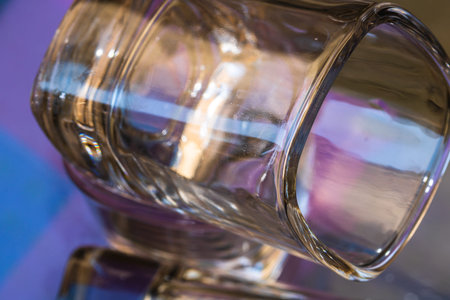 Abstract water drops on colorful surface. Abstract background concept with glass close up