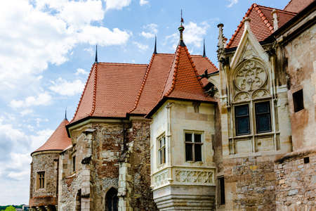 Hunyad Castle - Corvin's Castle in Hunedoara, Romania, 2020. Exterior architectural detail.のeditorial素材