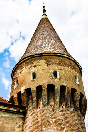 Hunyad Castle - Corvin's Castle in Hunedoara, Romania, 2020. Exterior architectural detail.のeditorial素材