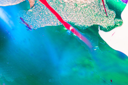 Abstract colorful backdrop with oil drops and waves on water surface. Abstract background conceptの写真素材