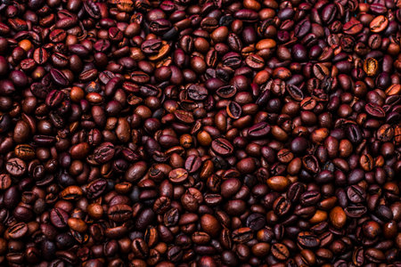 Coffee beans background. Background of roasted coffee beans