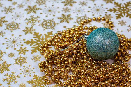 Christmas composition with seasonal decorations and ornaments, colorful Christmas background...