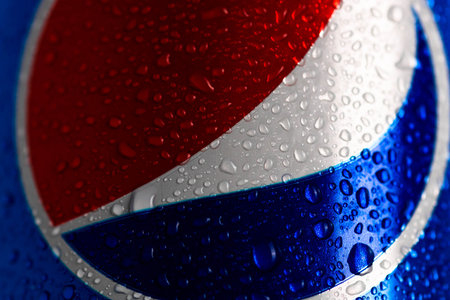 Detail of classic Pepsi can on black background. Studio shot in Bucharest, Romania, 2021