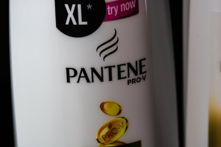 Pantene for women, products for washing hair isolated on black background. Bucharest, Romania, 2021のeditorial素材