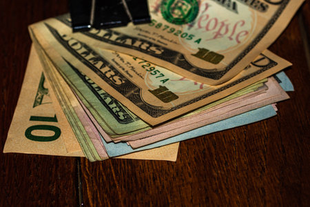 Money on the table, dollars on table. Business conceptの写真素材
