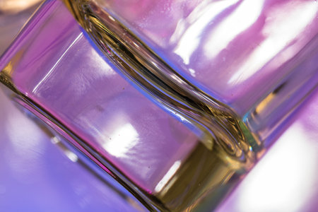 Abstract water drops on colorful surface. Abstract background concept with glass close upの写真素材