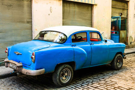 Vintage classic American car used as taxi in Havana, Cuba, 2021のeditorial素材