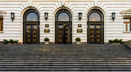 National bank of Romania (Banca Nationala a Romaniei). BNR is the Romanian Central bank. BNR headquarters in Bucharest, Romania, 2021のeditorial素材