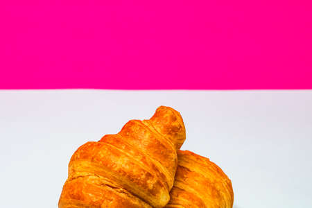 Detail of fresh croissant isolated, french breakfast concept.の写真素材